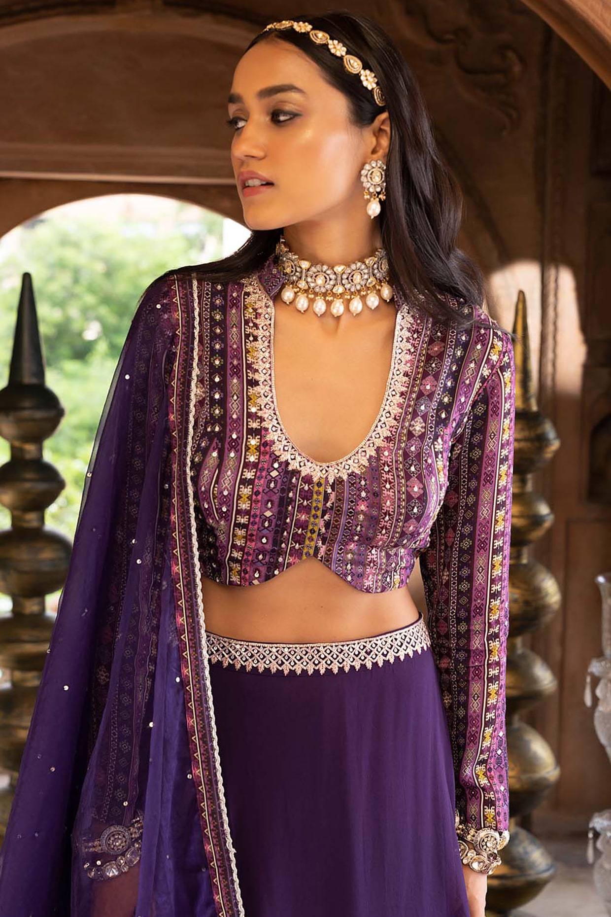 Buy Purple Lehenga And Dupatta - Satin Organza Embellished Seam Set For  Women by Vvani by Vani Vats Online at Aza Fashions.