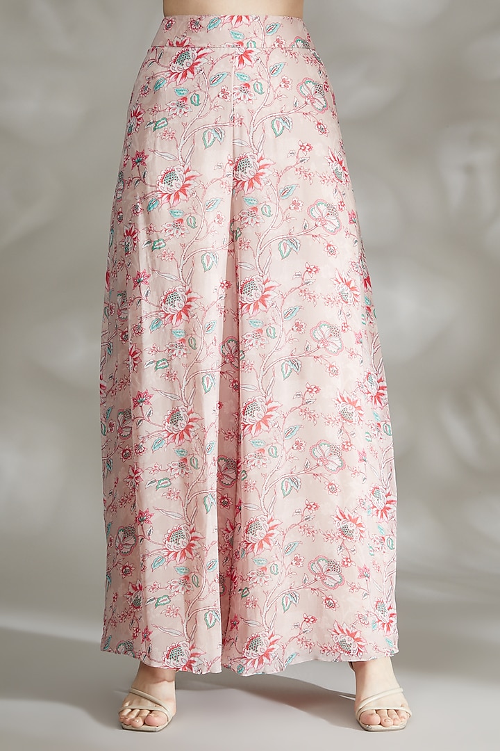 Blush Pink Printed Party Wear Sharara Set by Chhavvi Aggarwal at Pernia's Pop Up Shop
