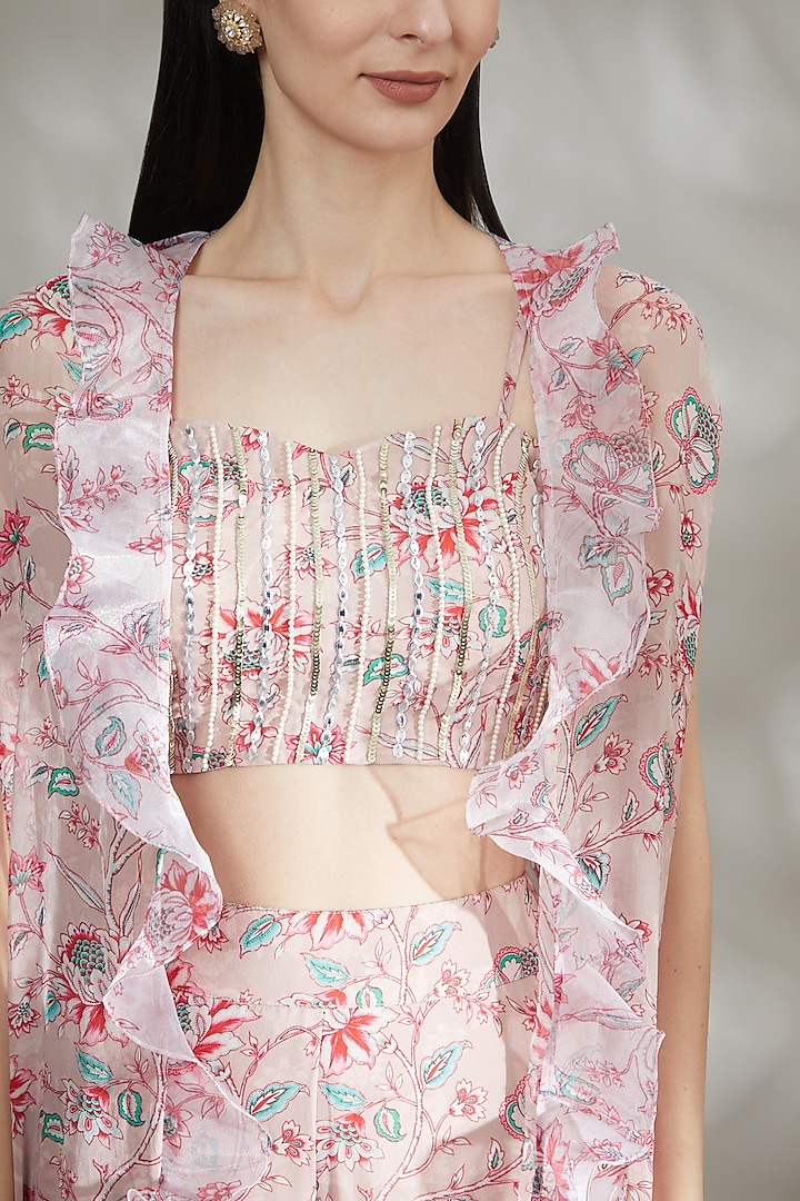 Blush Pink Printed Party Wear Sharara Set by Chhavvi Aggarwal at Pernia's Pop Up Shop
