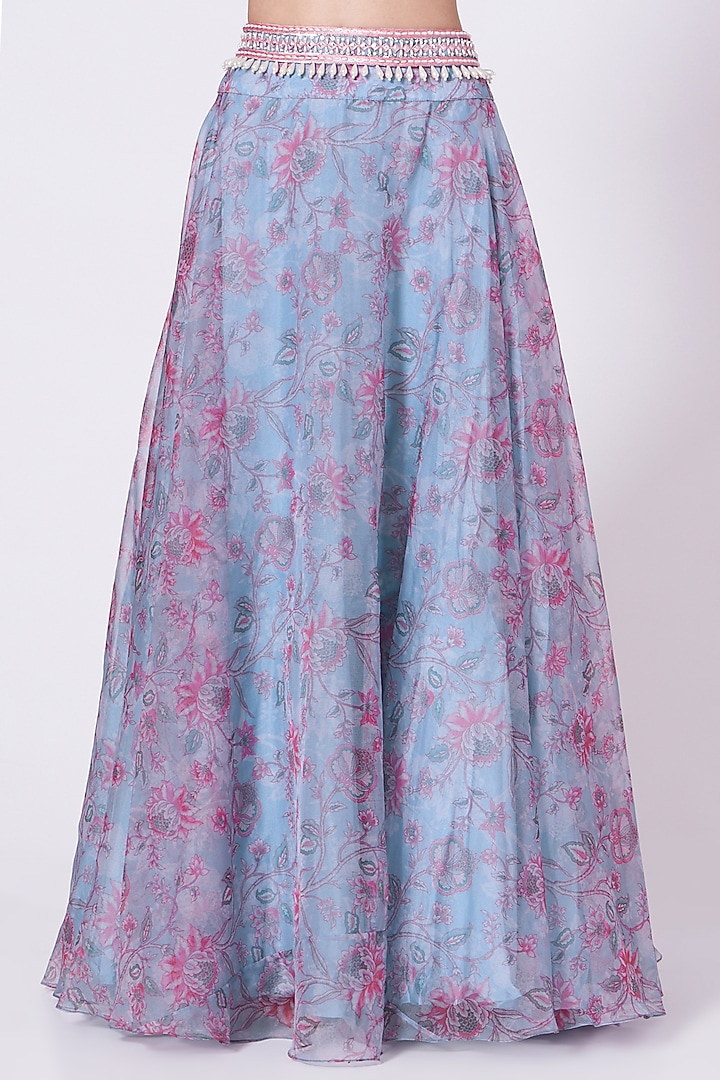 Powder Blue Printed Wedding Lehenga Set by Chhavvi Aggarwal at Pernia's Pop Up Shop