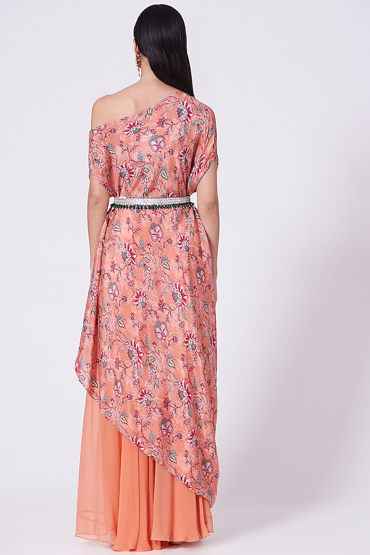Coral Georgette Palazzo Pant Set by Chhavvi Aggarwal at Pernia's Pop Up Shop