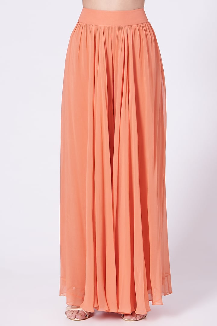 Coral Georgette Palazzo Pant Set by Chhavvi Aggarwal at Pernia's Pop Up Shop