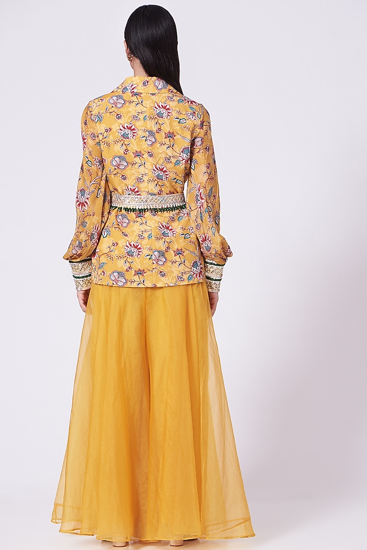 Yellow Organza Crepe Palazzo Pant Set by Chhavvi Aggarwal at Pernia's Pop Up Shop