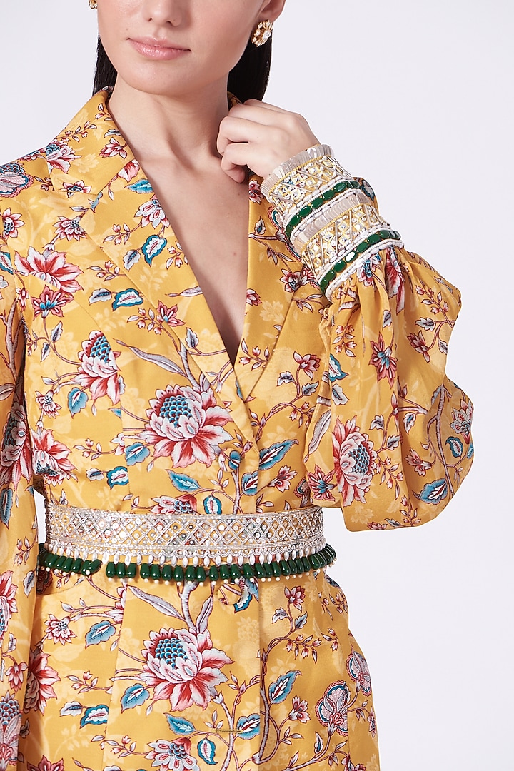 Yellow Organza Crepe Palazzo Pant Set by Chhavvi Aggarwal at Pernia's Pop Up Shop