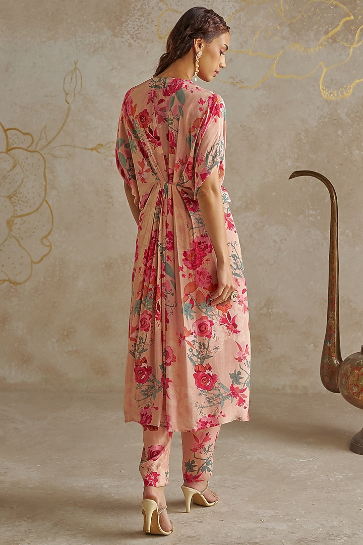 Beige Crepe Printed Kaftan Set by Chhavvi Aggarwal at Pernia's Pop Up Shop
