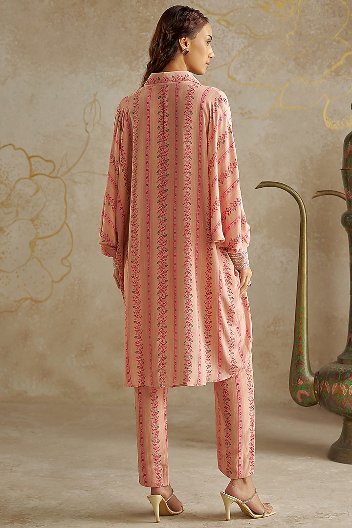 Beige Crepe Hand Embroidered Co-Ord Set by Chhavvi Aggarwal at Pernia's Pop Up Shop