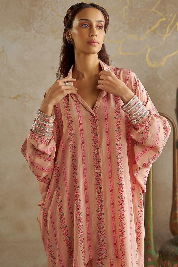 Beige Crepe Hand Embroidered Co-Ord Set by Chhavvi Aggarwal at Pernia's Pop Up Shop