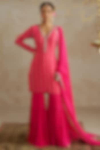 Pink Georgette Sharara Set by Chhavvi Aggarwal at Pernia's Pop Up Shop