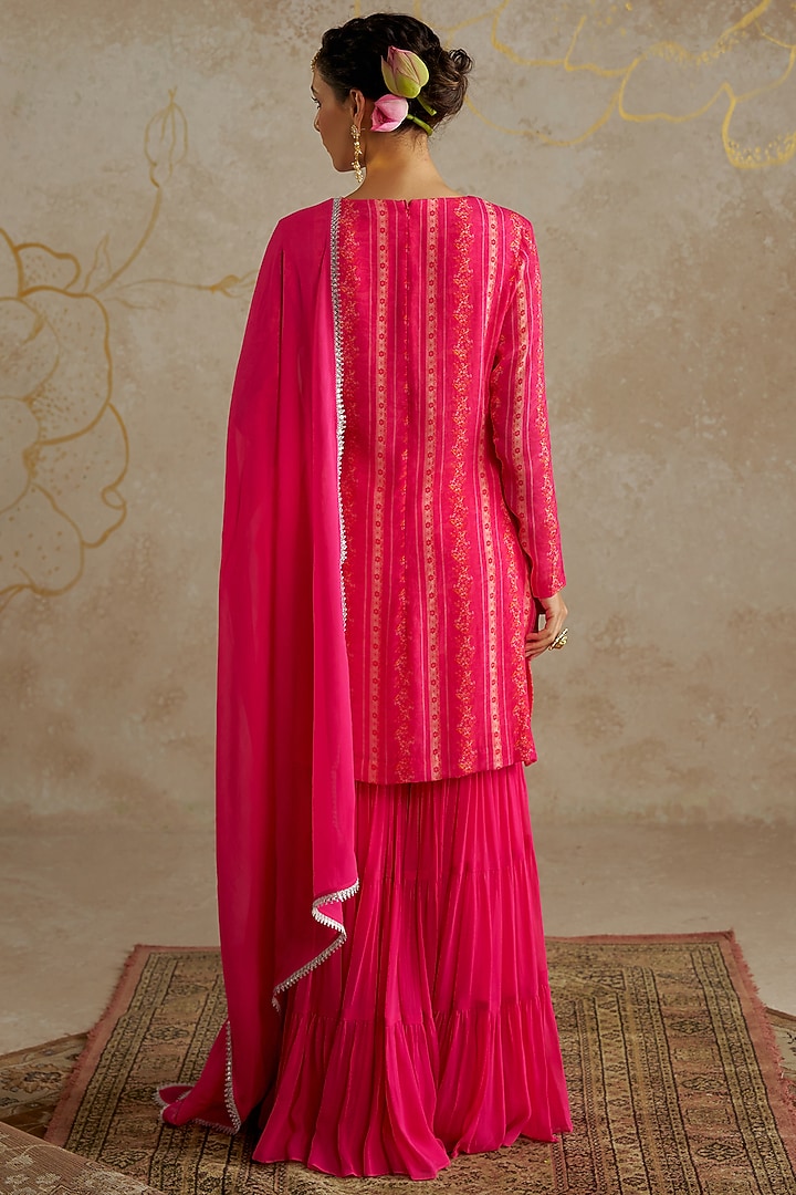Pink Georgette Party Wear Sharara Set by Chhavvi Aggarwal at Pernia's Pop Up Shop