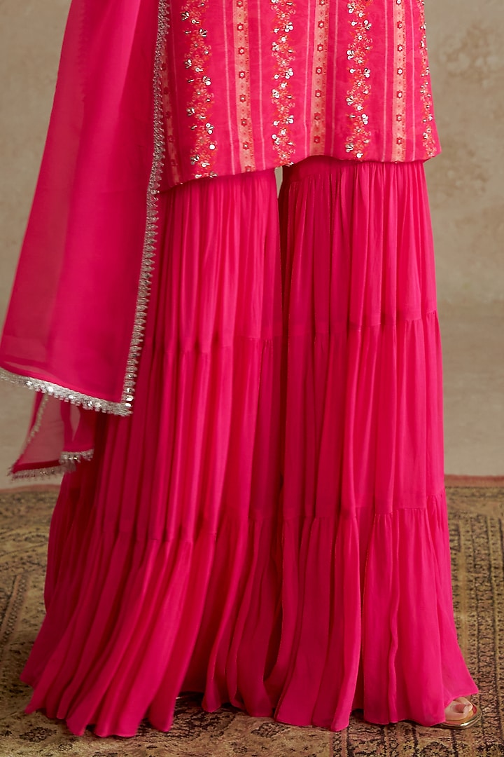 Pink Georgette Party Wear Sharara Set by Chhavvi Aggarwal at Pernia's Pop Up Shop
