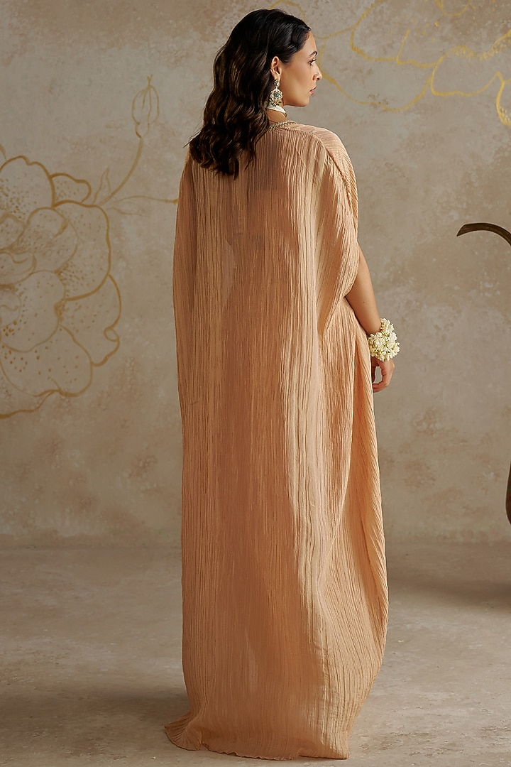 Beige Crushed Tissue Cape Set by Chhavvi Aggarwal at Pernia's Pop Up Shop