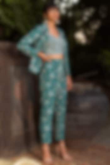Teal Blue Suit Set by Chhavvi Aggarwal