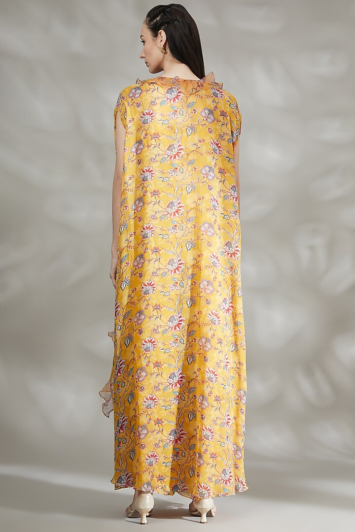 Yellow Floral Printed Sharara Set For Girls by Chhavvi Aggarwal - Kids at Pernia's Pop Up Shop