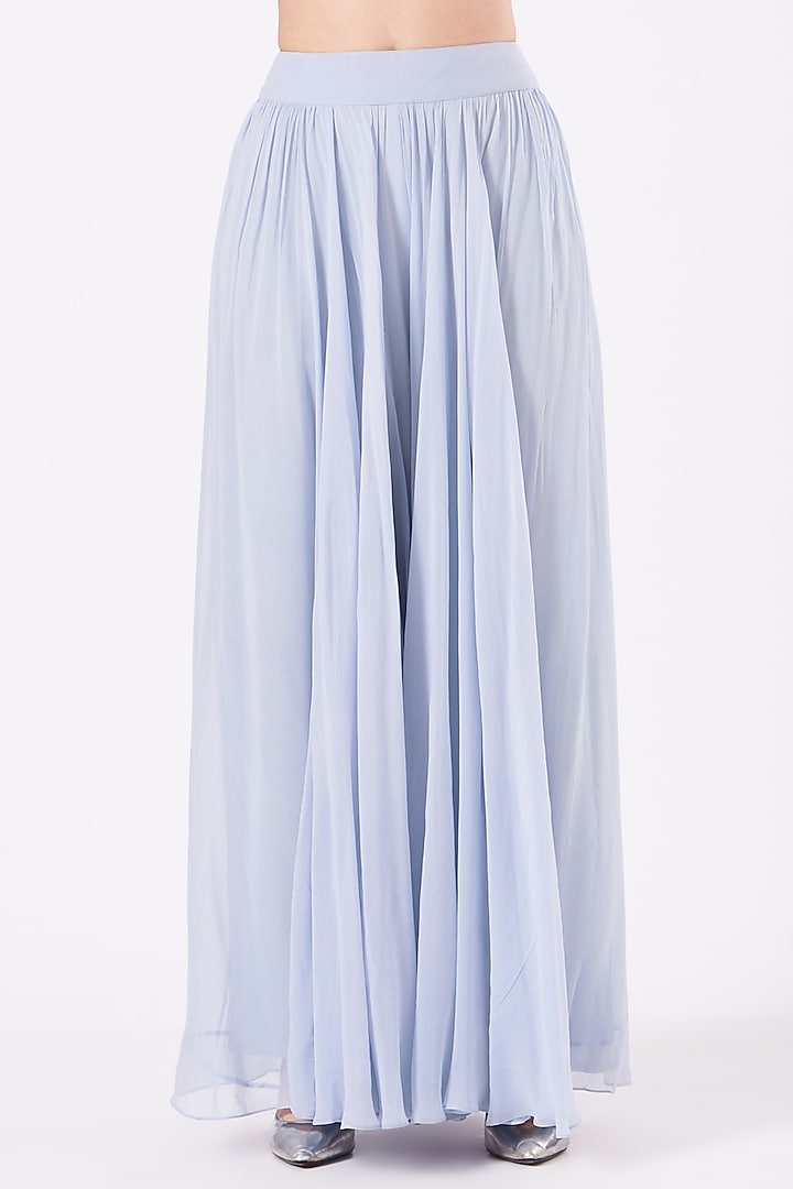 Powder Blue Crepe Printed Sharara Set For Girls by Chhavvi Aggarwal - Kids at Pernia's Pop Up Shop