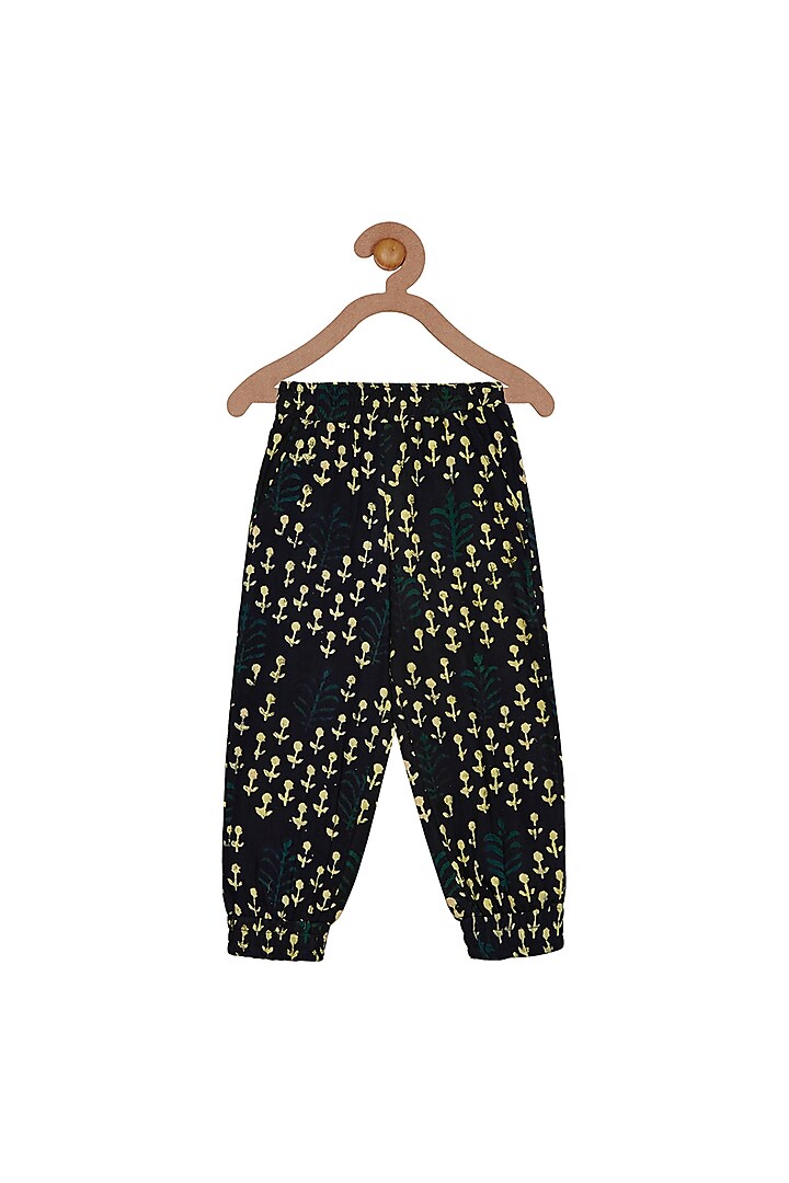 Cream & Black Pant Set For Girls by Charkhee Kids at Pernia's Pop Up Shop