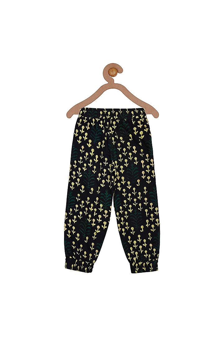 Cream & Black Pant Set For Girls by Charkhee Kids at Pernia's Pop Up Shop