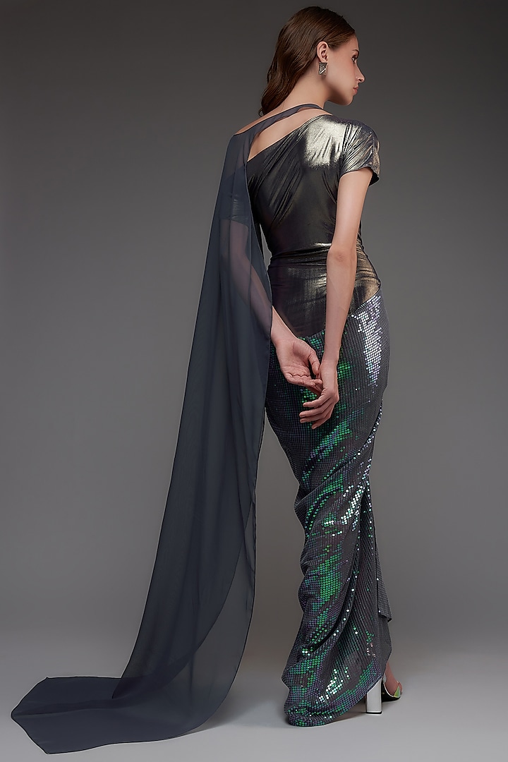 Grey Stretch Knit Skirt Set by CHAM CHAM at Pernia's Pop Up Shop