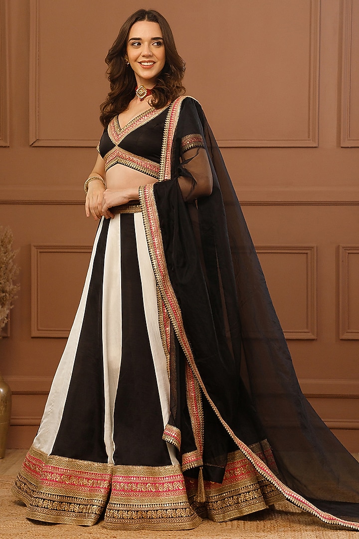 Multi-Colored Bemberg Silk Embroidered Wedding Lehenga Set by CHARLIE AHUJA at Pernia's Pop Up Shop