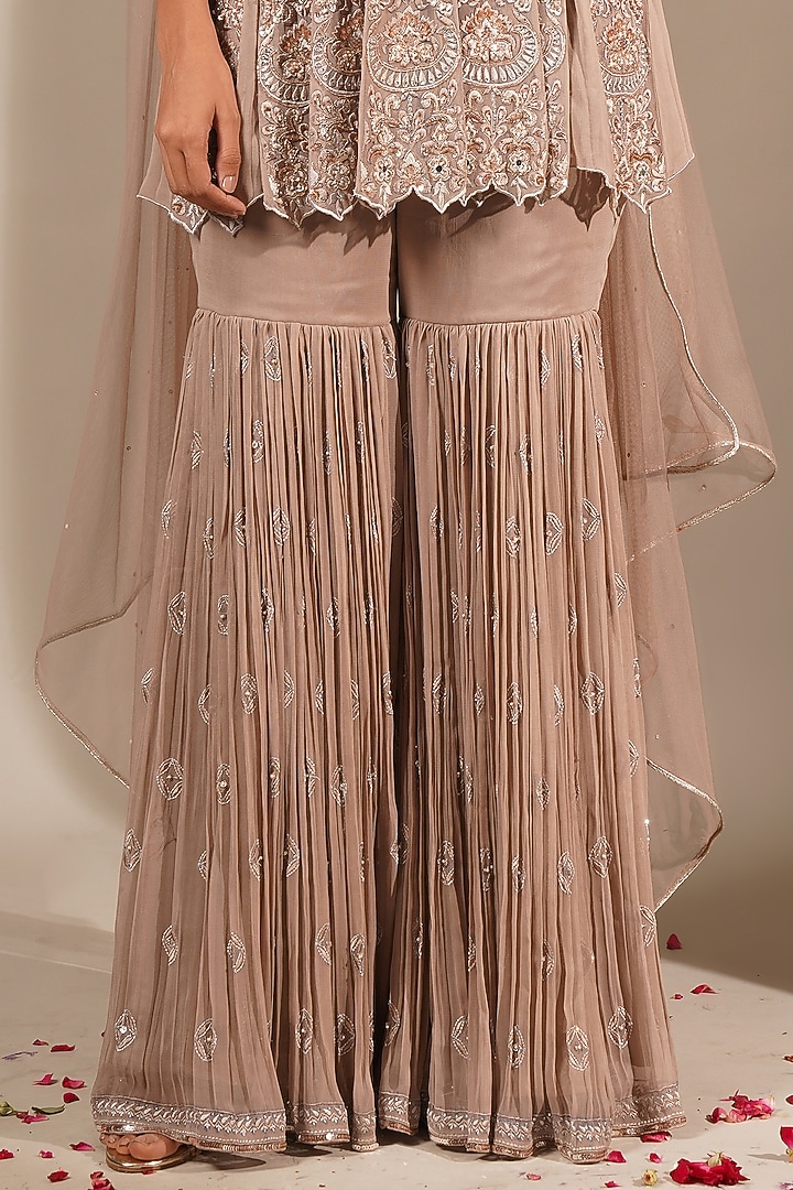 Beige Georgette Gharara Set main image 1