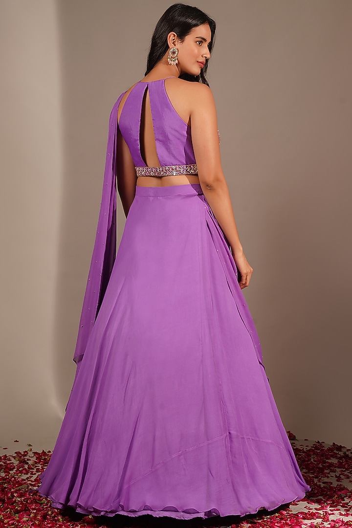Jannat Lilac Georgette Floral Lehnga Set