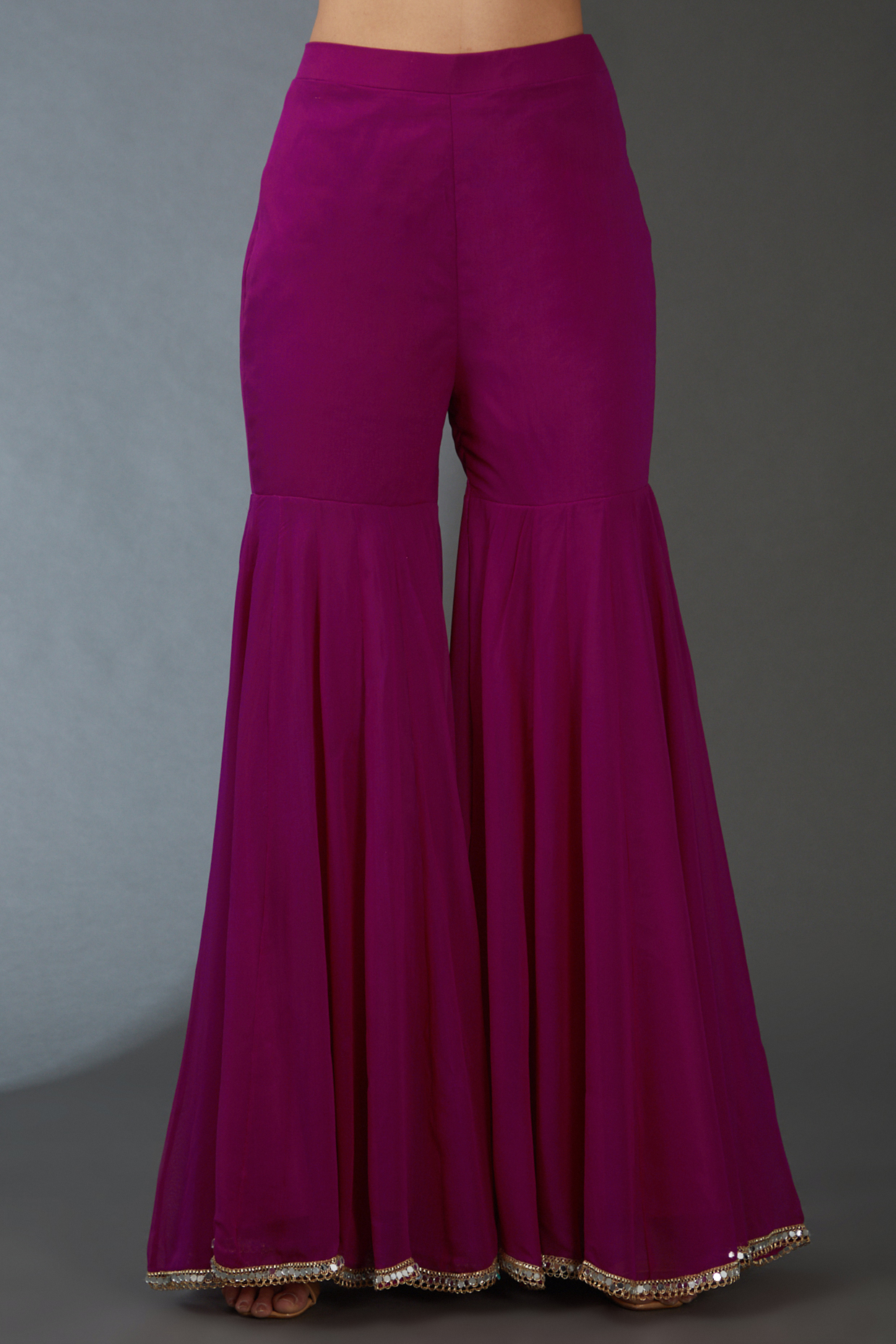 Pink Silk Embroidered Sharara Set by Chaashni by Maansi and Ketan