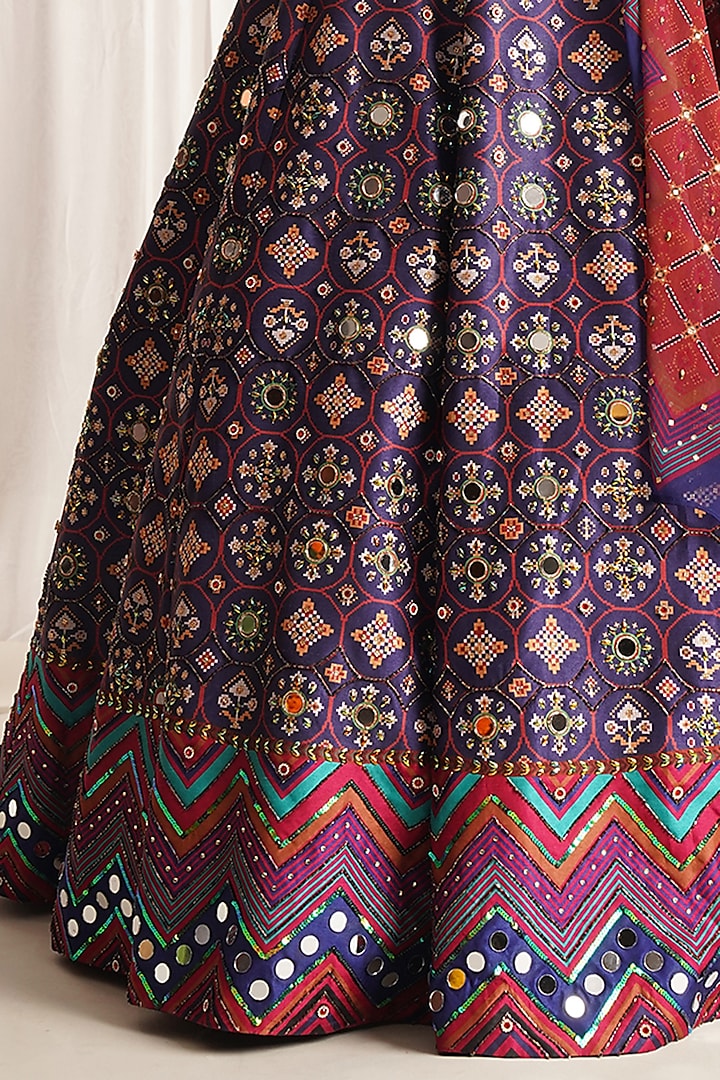 Purple Silk Printed Wedding Lehenga Set by Chaashni by Maansi and Ketan at Pernia's Pop Up Shop