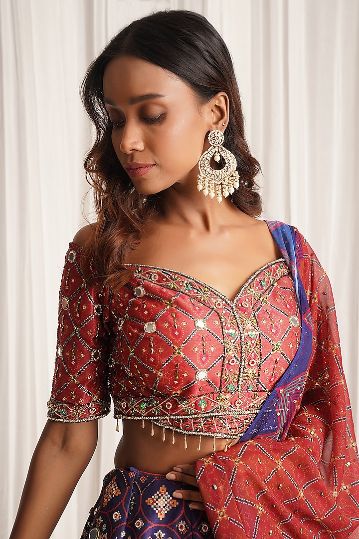 Purple Silk Printed Wedding Lehenga Set by Chaashni by Maansi and Ketan at Pernia's Pop Up Shop