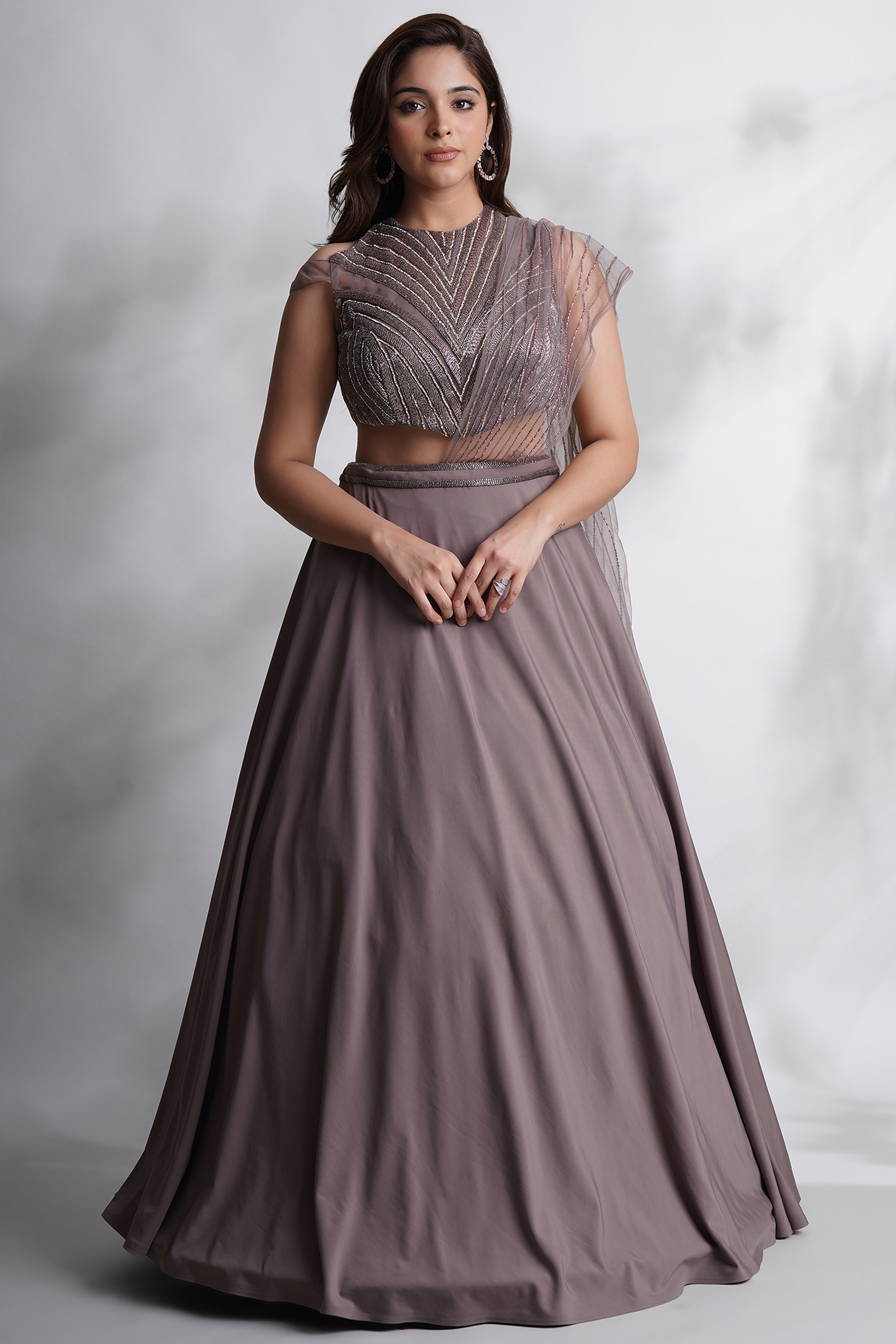 Mauve Lycra Lehenga Set by Chaashni by Maansi and Ketan at Pernia's Pop Up Shop
