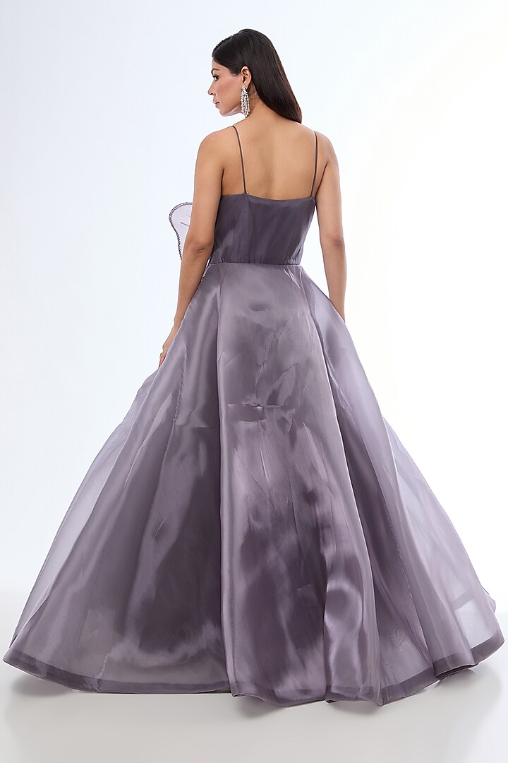 Lilac Fish Organza Sequins & Stone Embellished Engagement Gown by Chaashni by Maansi and Ketan at Pernia's Pop Up Shop