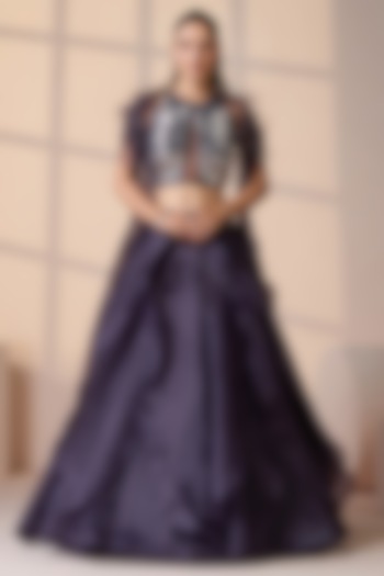 Purple Organza & Net Wedding Lehenga Set by Chaashni by Maansi and Ketan at Pernia's Pop Up Shop