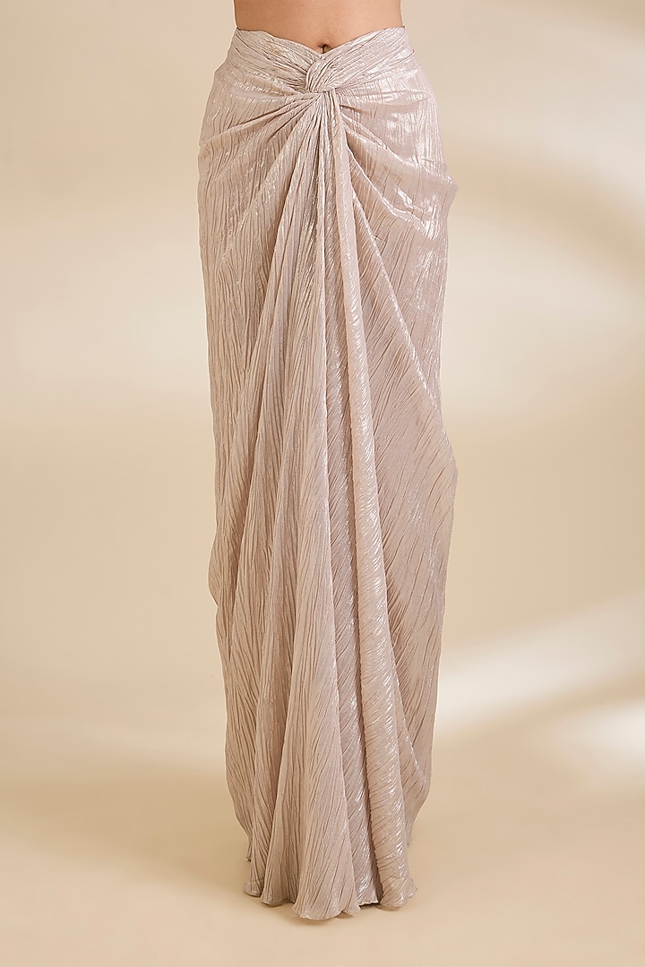 Pink Shimmer Georgette Draped Skirt Set by Chaashni by Maansi and Ketan at Pernia's Pop Up Shop