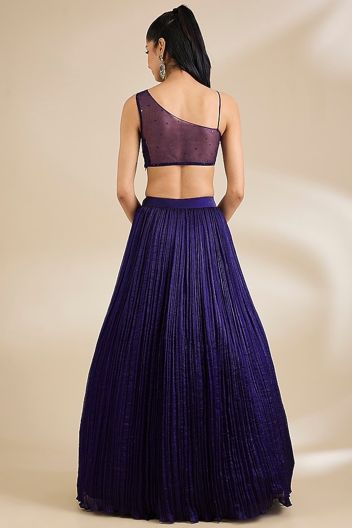 Purple Organza & Net Sequins Embellished Wedding Lehenga Set by Chaashni by Maansi and Ketan at Pernia's Pop Up Shop