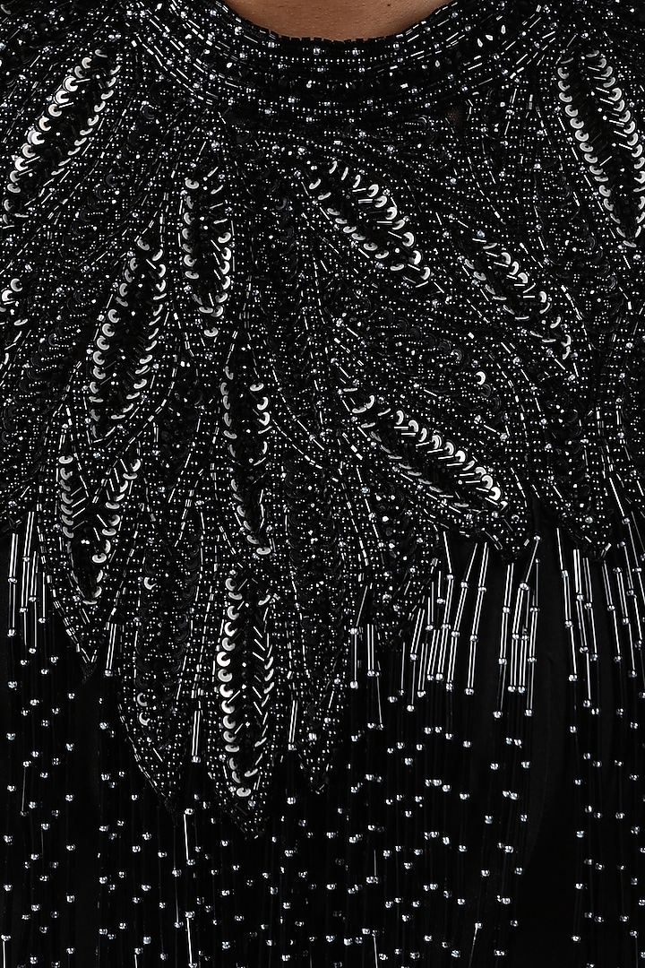 Black Net & Lycra Sequins Embellished Cape Set by Chaashni by Maansi and Ketan at Pernia's Pop Up Shop