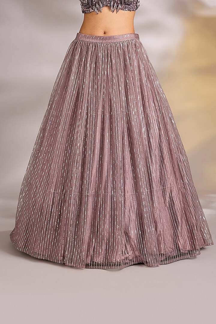 Lavender Net Sequins Embellished Wedding Lehenga Set by Chaashni by Maansi and Ketan at Pernia's Pop Up Shop