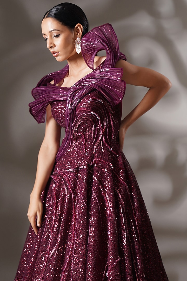 Maroon best sale sequin gown