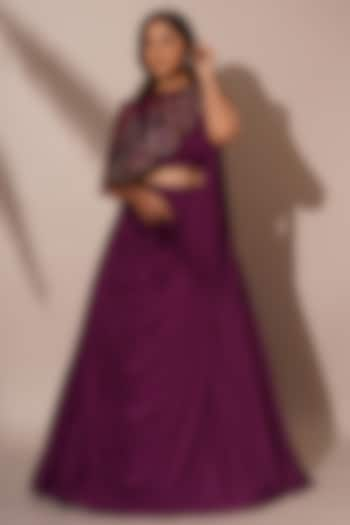 Purple Lycra Lehenga Set by Chaashni by Maansi and Ketan at Pernia's Pop Up Shop