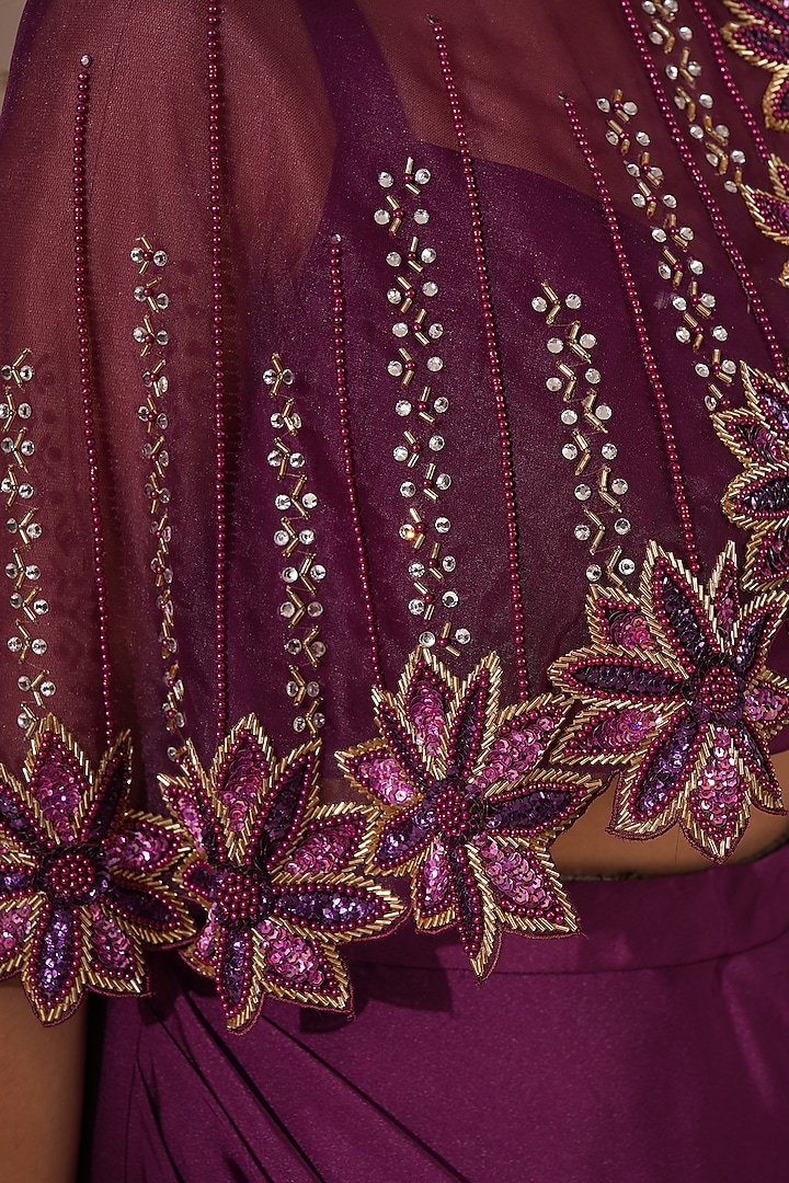 Purple Lycra Wedding Lehenga Set by Chaashni by Maansi and Ketan at Pernia's Pop Up Shop