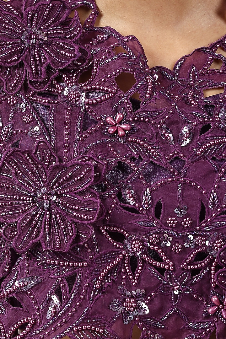 Purple Organza & Glitz Satin Dhoti Set by Chaashni by Maansi and Ketan at Pernia's Pop Up Shop