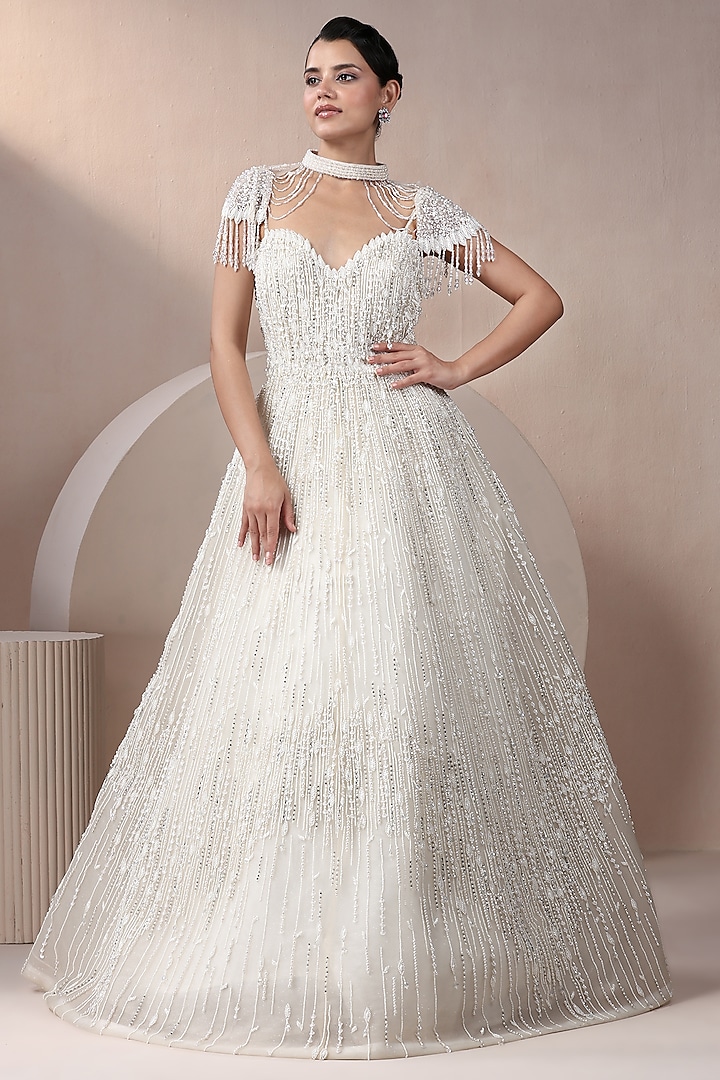 Pearl net gown best sale