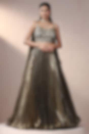 Copper Glass Organza & Net Lehenga Set by Chaashni by Maansi and Ketan at Pernia's Pop Up Shop