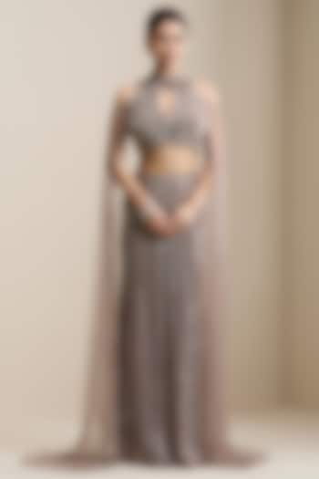 Champagne Net & Organza Wedding Lehenga Set by Chaashni by Maansi and Ketan at Pernia's Pop Up Shop