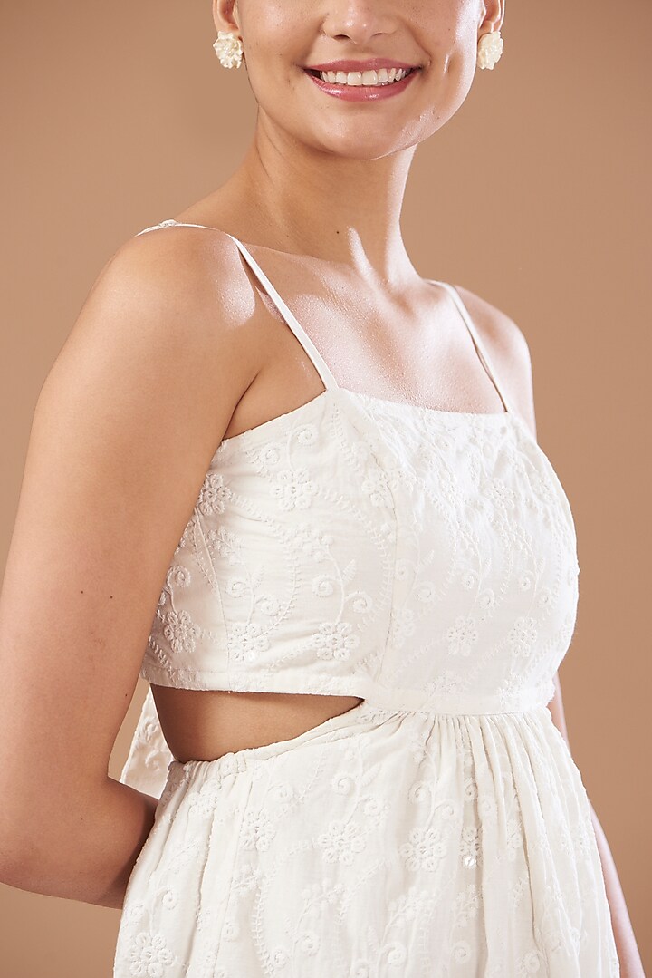 Ivory Cotton Tiered Summer Dress by CHITRASHI JAIPUR at Pernia's Pop Up Shop