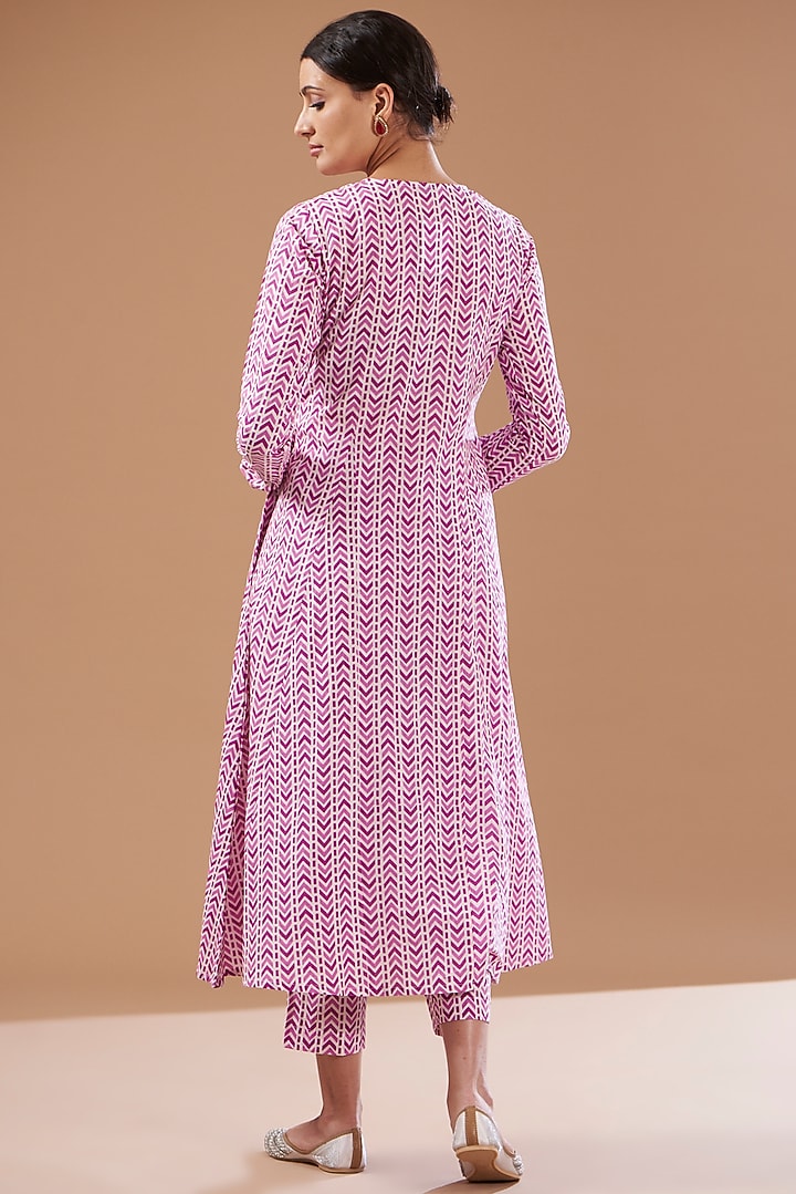 Purple Cotton Screen Printed Kurta Set by CHITRASHI JAIPUR at Pernia's Pop Up Shop