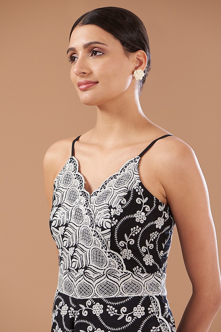 Black Cotton Jumpsuit by CHITRASHI JAIPUR at Pernia's Pop Up Shop
