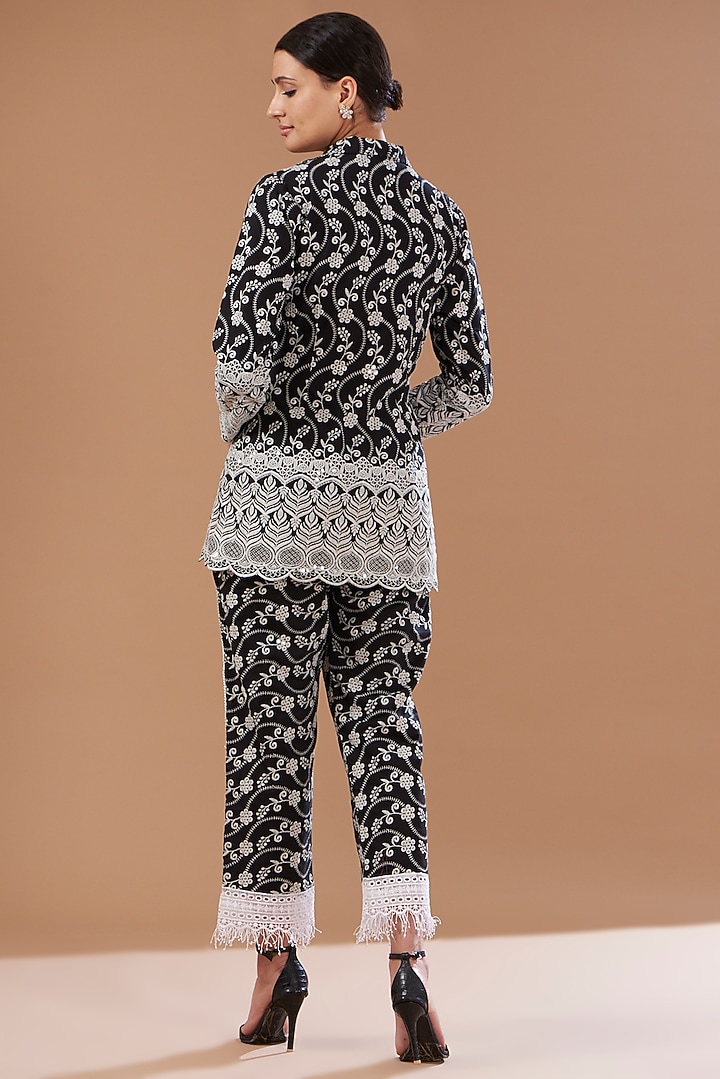 Black Cotton Blazer Set by CHITRASHI JAIPUR at Pernia's Pop Up Shop