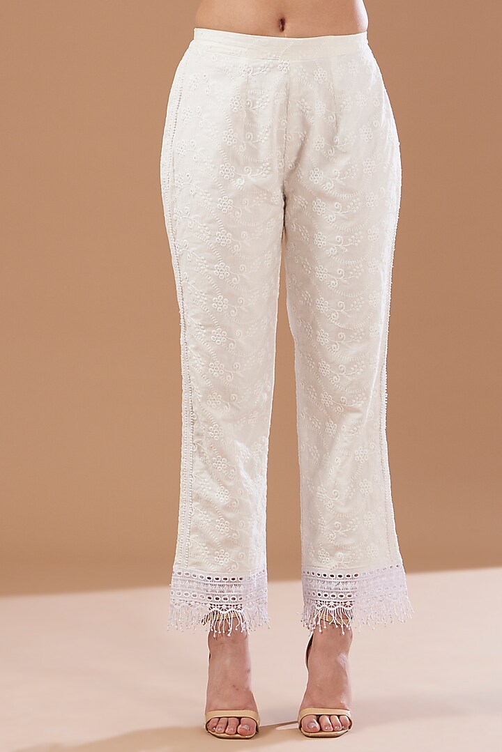 Ivory Cotton Pant Set by CHITRASHI JAIPUR at Pernia's Pop Up Shop
