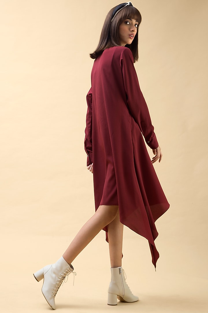 Deep Red Tunic With Handmade Buttons by Chillosophy at Pernia's Pop Up Shop