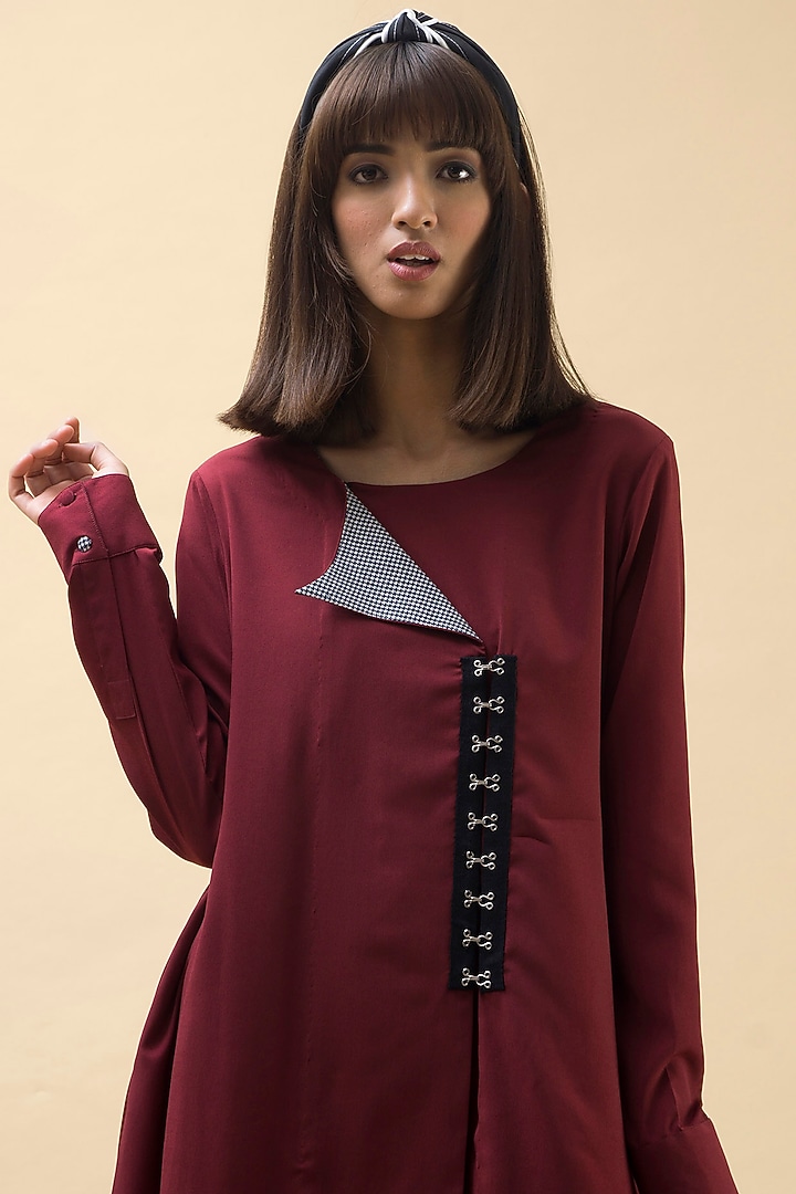 Deep Red Tunic With Handmade Buttons by Chillosophy at Pernia's Pop Up Shop