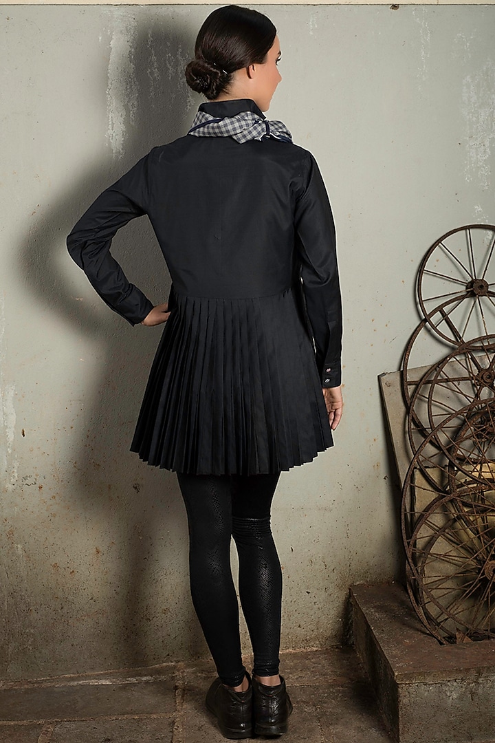 Black Mini Vacation Shirt Dress With Handmade Buttons by Chillosophy at Pernia's Pop Up Shop