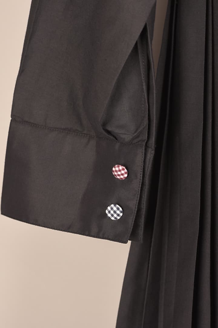 Black Mini Vacation Shirt Dress With Handmade Buttons by Chillosophy at Pernia's Pop Up Shop